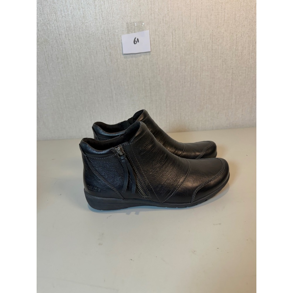 Taos Habit Black Leather Side Zip Ankle Boots Womens Size 9W HAB-13939
